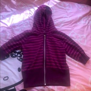 cropped striped hoodie 3/4 sleeves